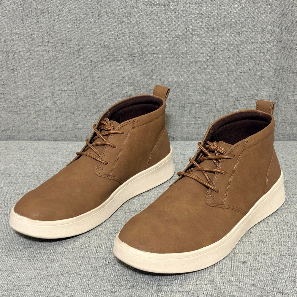 IZOD Mens Palmer Brown Memory Foam Chukka Sneaker Boots 9M Faux Leather